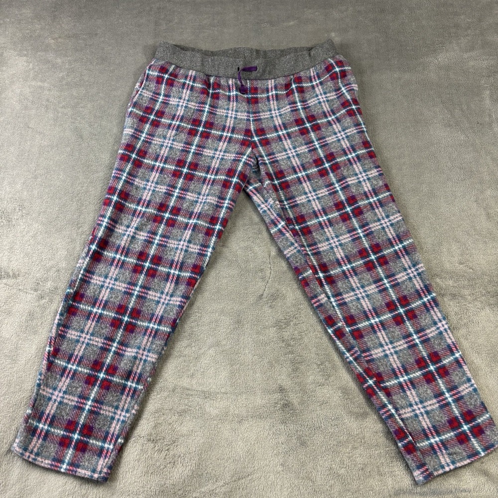Cuddl‎ Duds Pants Womens PL Pajama Bottoms Fleece Stretch Sleepwear Soft Plaid